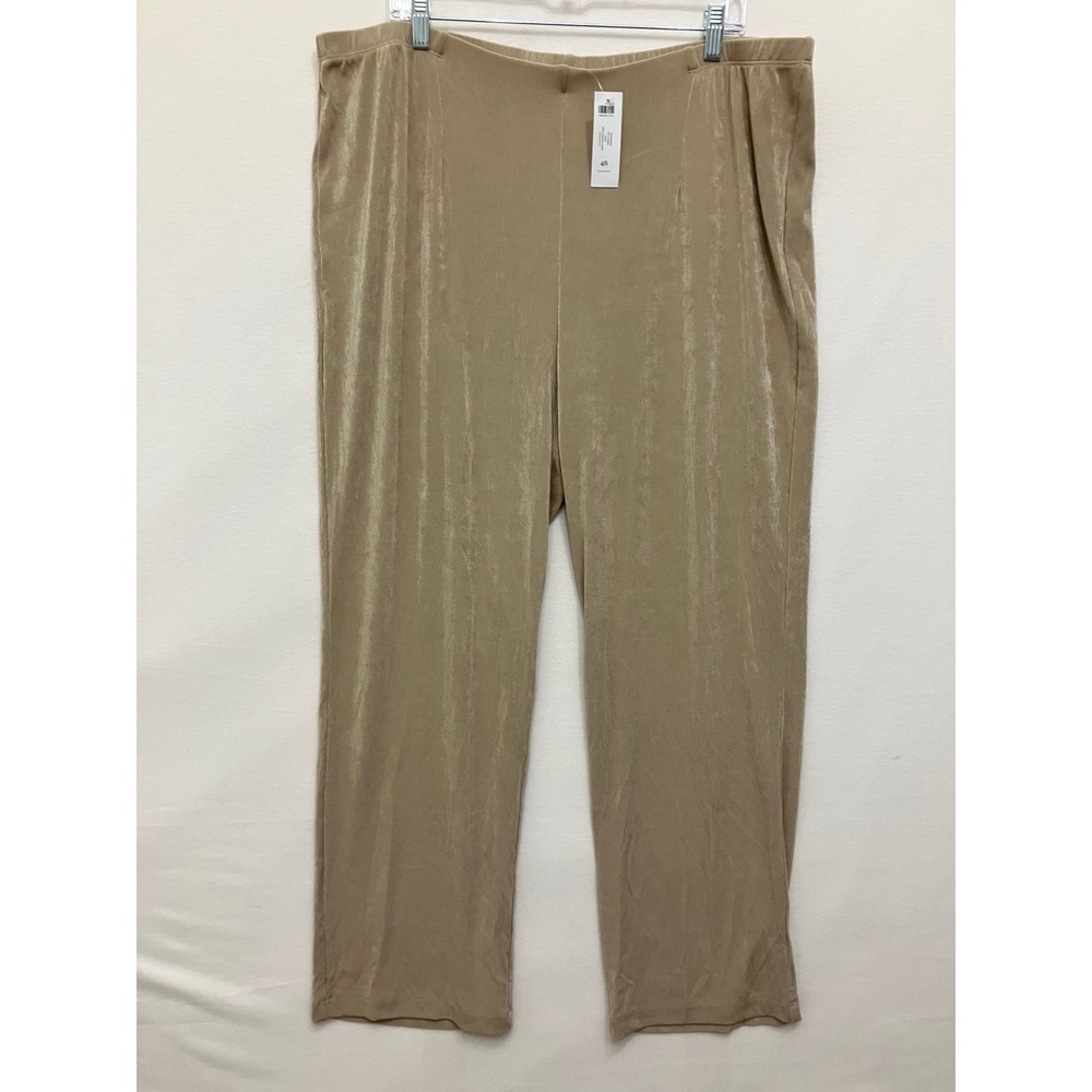 New Chico's Travelers Pants size XXL/4 Beige Sand Slinky Knit Pull-on Travel
